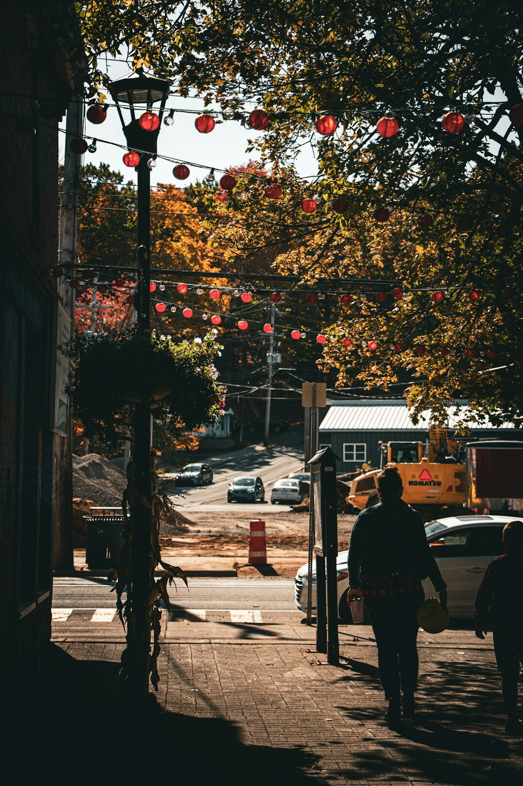 person standing on busy sidewalk