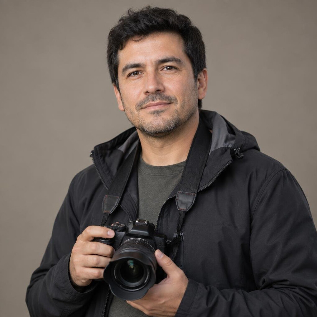 Portrait of a Latin American male documentary photographer